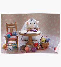 Rosie's first knitting lesson! Poster
