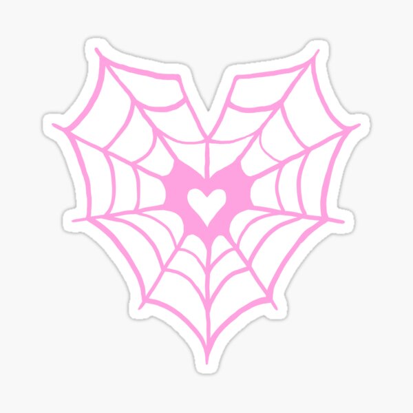 Pink Spiderweb Heart Sticker