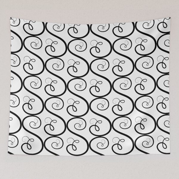 Item preview, Calligraphic letter S with flourishes of decorative whorls designed and sold by MadinaFatt.