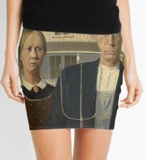 American Gothic, American, Gothic, Painting by, Grant Wood, Art Institute of Chicago. on BLACK Mini Skirt