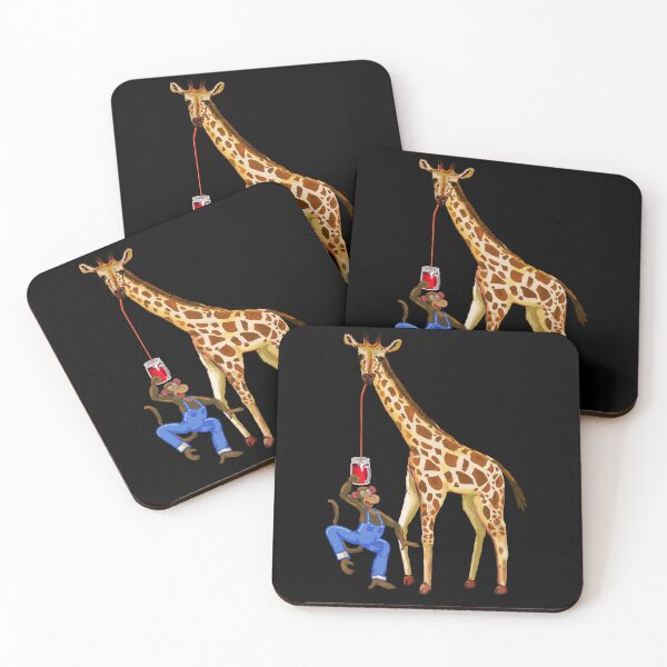 Item preview, Giraffe and Monkey Sharing Soda designed and sold by VerdeDoodleDuck.
