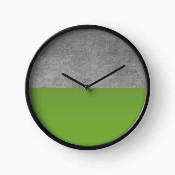 Concrete and Forest Green Color Block Clock