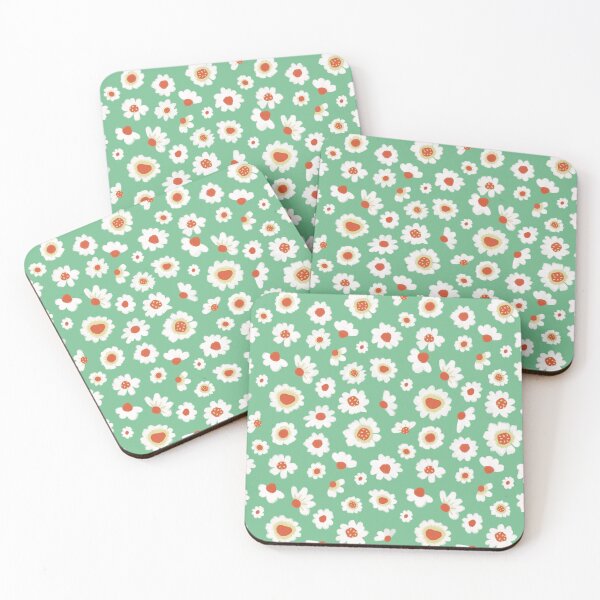 Item preview, Minty green-daisies  designed and sold by SisterlyLove.