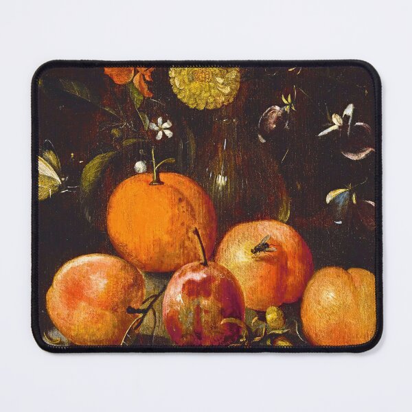 Item preview, Still life with plums, an orange, a cabbage white butterfly and flowers in a glass vase on a stone ledge (1695) designed and sold by ARTS ZED.