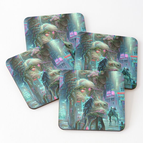 Item preview, Trenchcoat wearing cyborgs and their fleshy monster pets... designed and sold by Akitsu.