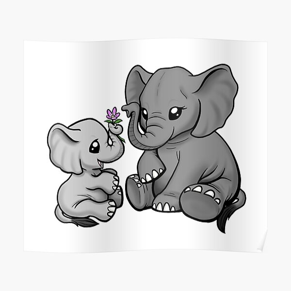 Posters Madre Y Beb C3 Elefante Redbubble