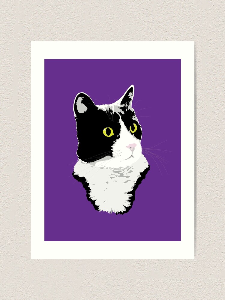 Alternate view of Regal Tuxedo Kitty Art Print