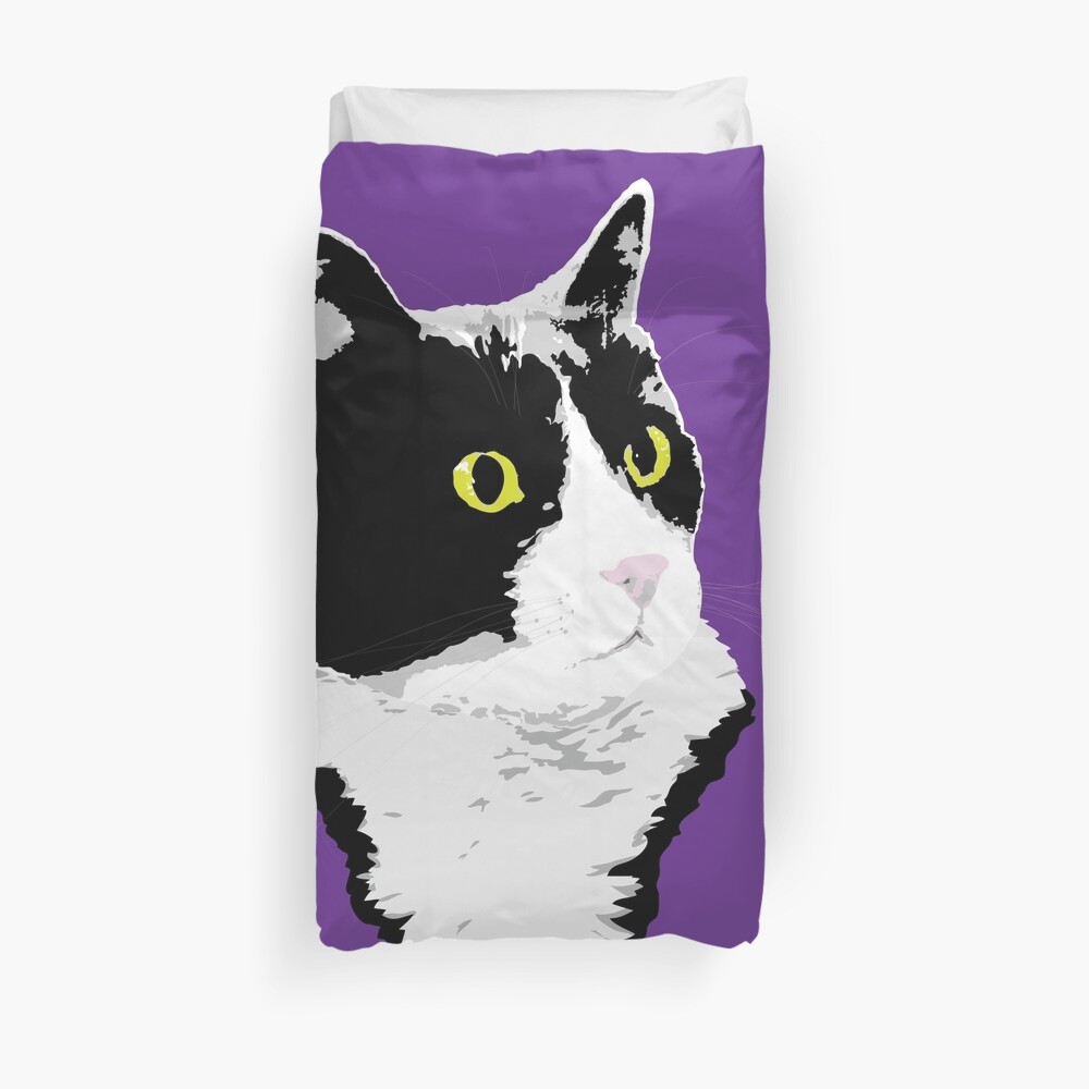 Regal Tuxedo Kitty Duvet Cover