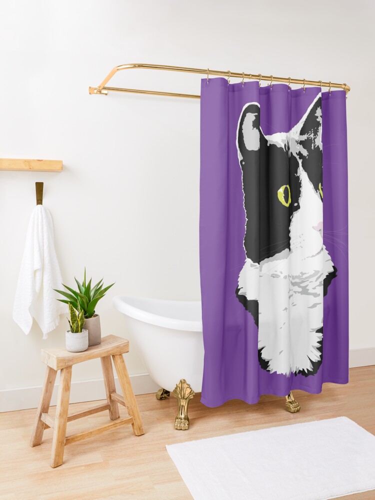Alternate view of Regal Tuxedo Kitty Shower Curtain