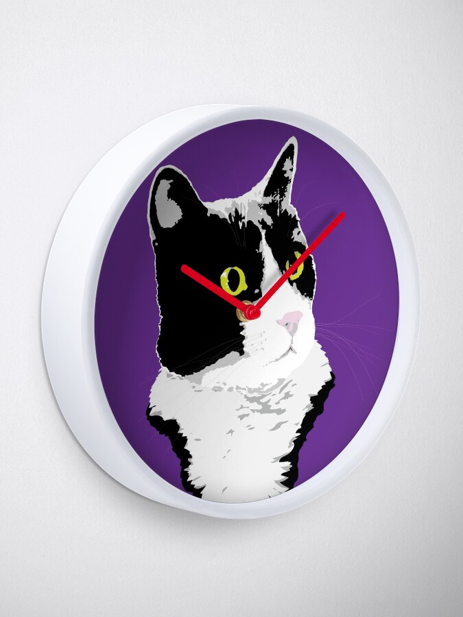 Alternate view of Regal Tuxedo Kitty Clock