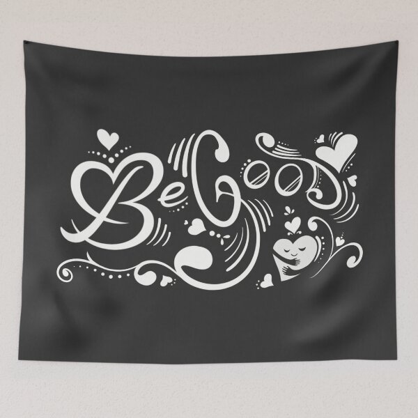 Item preview, Hand drawn quote “Be A Good Human” with hearts & swirls designed and sold by MunsyArt.
