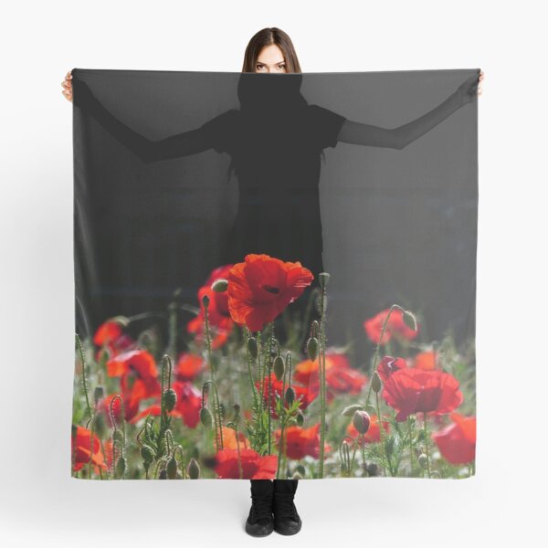 Red Poppies in bright sunlight 002, Poppy Scarf