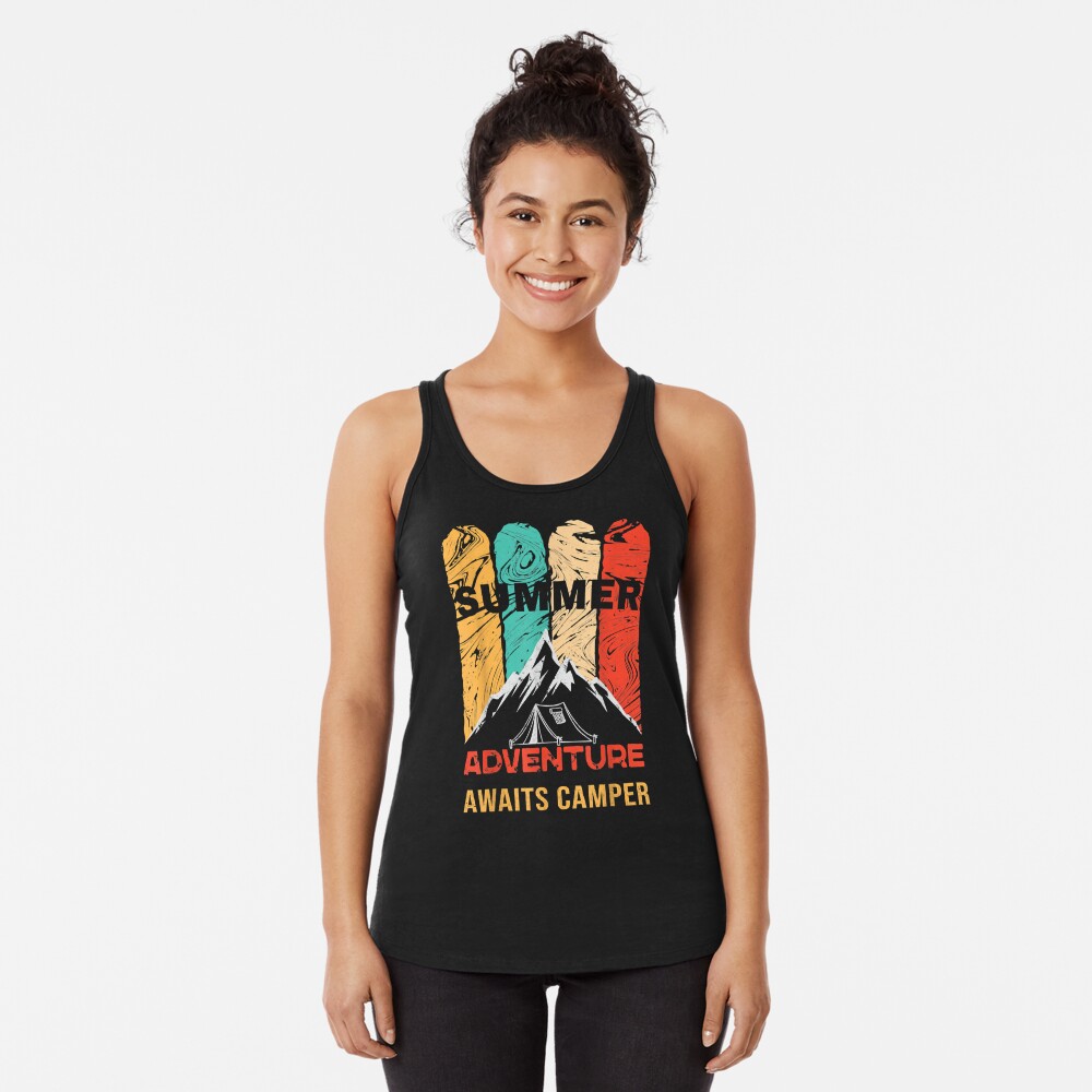 Discover Vintage Summer Adventure Awaits Camper Funny Summer Camping Tank Top