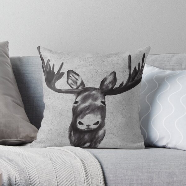 Beautiful Moose Head Design Throw Pillow