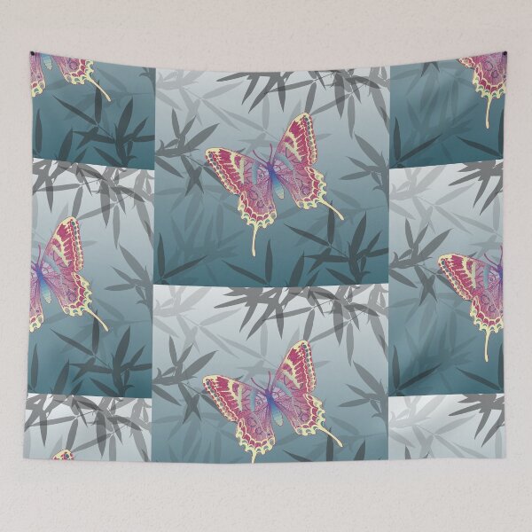 Item preview, Butterfly Bamboo leaves Blue Unique Pattern designed and sold by oursunnycdays.