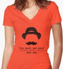 Agatha Christie: Hercule Poirot - Little Grey Cells Women's Fitted V-Neck T-Shirt