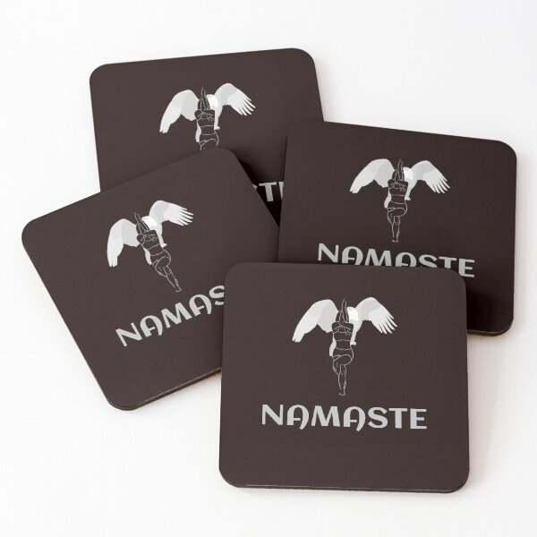 Item preview, yoga pose eagle, with namaste message, and eagle silhouette in background designed and sold by ydsdesigns.