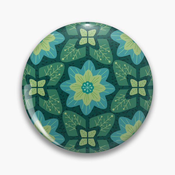 Item preview, Nordic Flower Tiles in Cosy Blue Greens designed and sold by PaisleyMcNoodle.