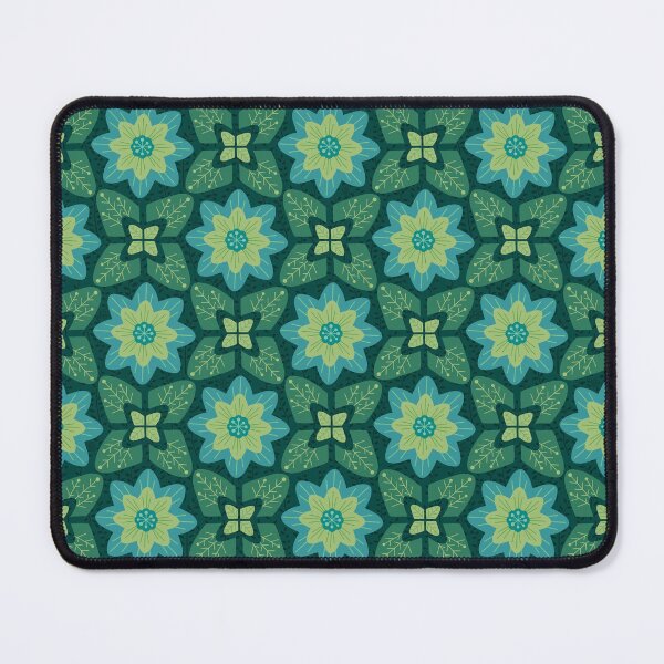 Item preview, Nordic Flower Tiles in Cosy Blue Greens designed and sold by PaisleyMcNoodle.
