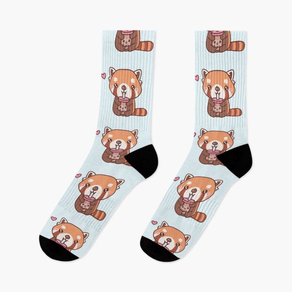 Aperçu de l'œuvre Panda rouge mignon aime boire du thé à bulles créée et vendue par rustydoodle.