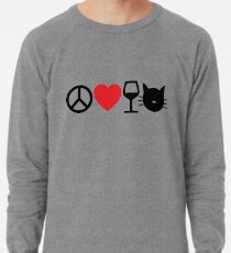Peace, Love, Wine and Cats Lightweight Sweatshirt