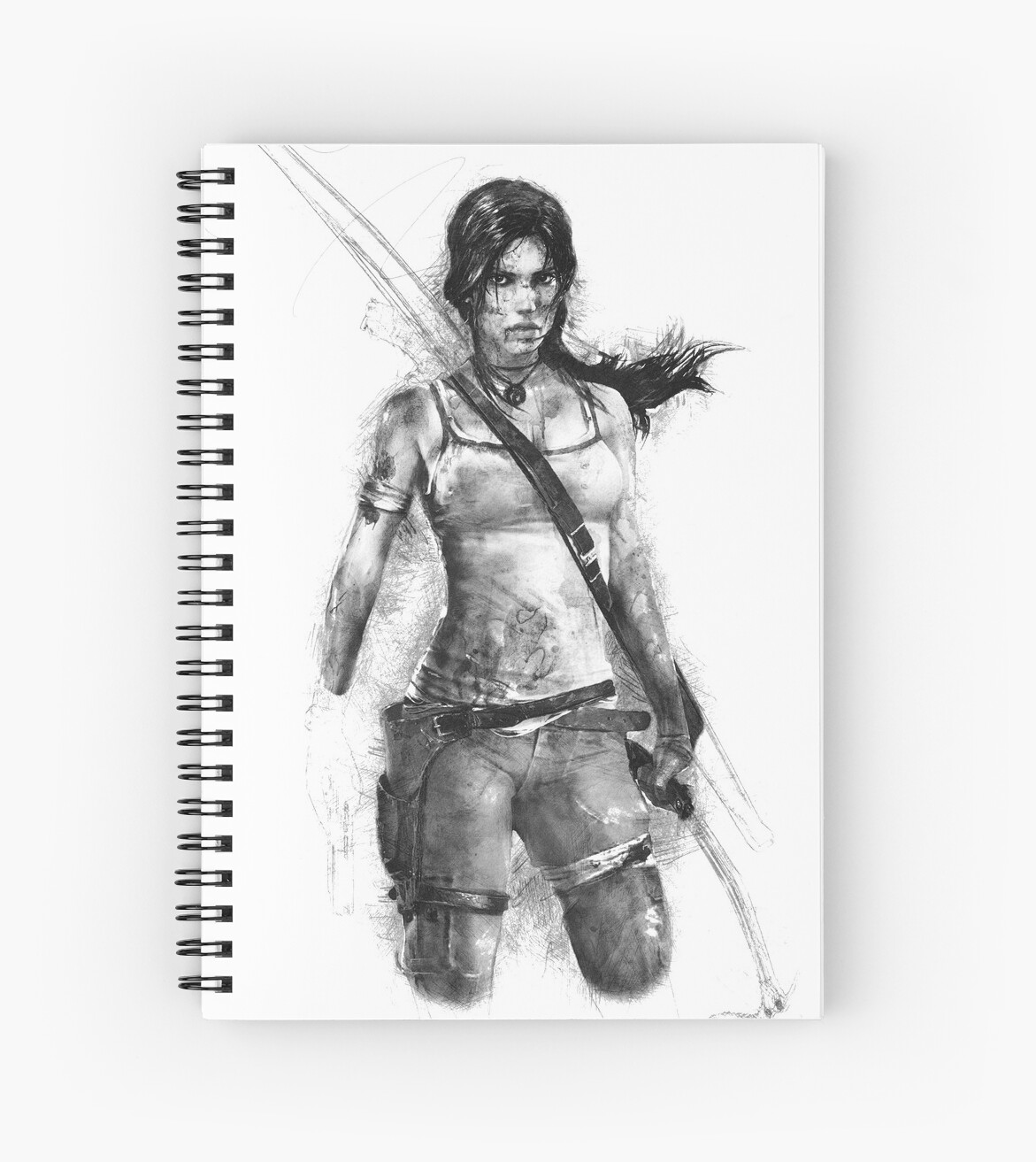 "Lara Croft Drawing" Spiral Notebook by TortillaChief | Redbubble