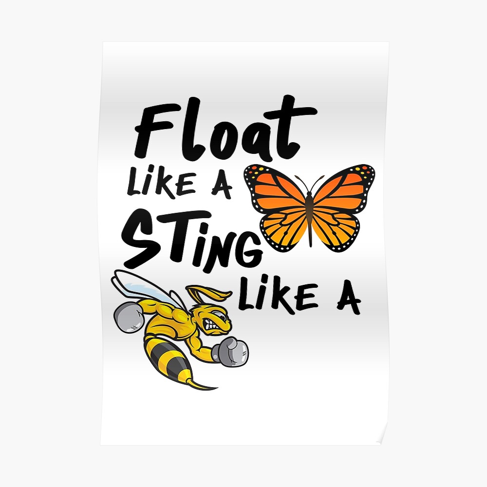 Float Like A Butterfly Sting Like A Bee Sticker By Elwafttos Redbubble