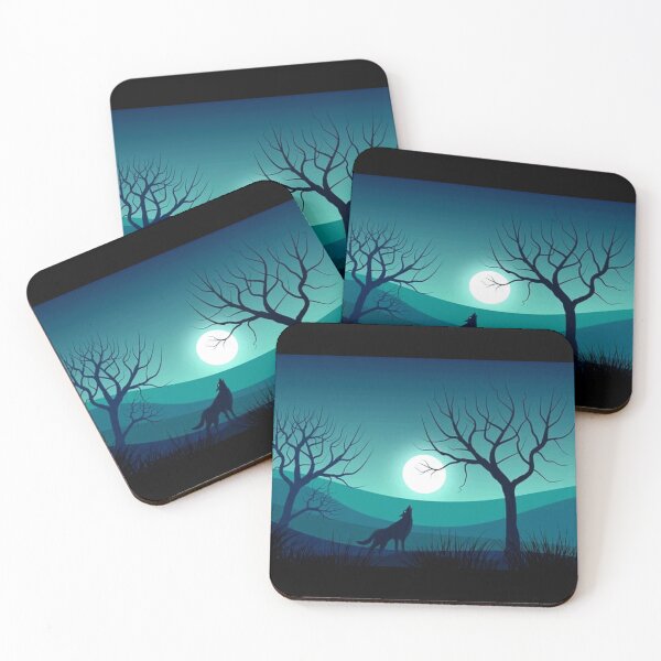 Item preview,  Cool Moon wolf trees and mountains Art designed and sold by BEAUTY ⭐⭐⭐⭐⭐.