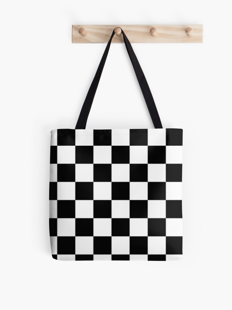 Checker Black & White Checkered Checkboard Chess Racing Flag Tote Bag