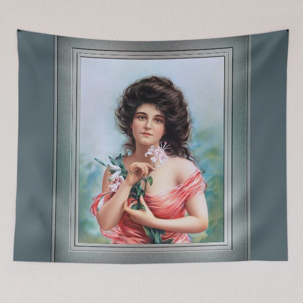 Item preview, Woman with Lily by Louis Prang Remastered Retro Art Xzendor7 Reproductions designed and sold by Xzendor7 Digital Art Creations.