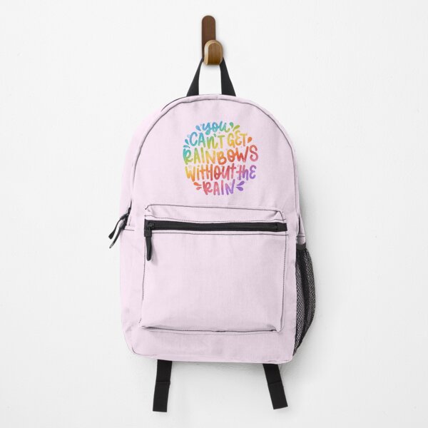 Item preview, You can't get rainbows without the rain - Rainbow Watercolour Quote on Pink designed and sold by TheBubblyType.