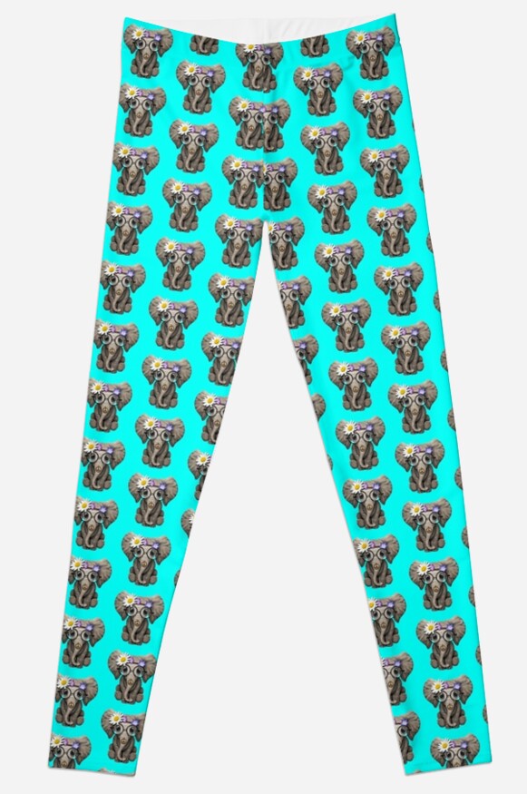 Cute Baby Elephant Hippie Leggings By Jeff Bartels Redbubble