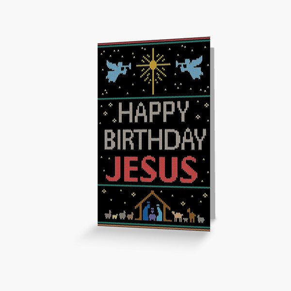 Item preview, Ugly Christmas Sweater - Knit by Granny - Happy Birthday Jesus - Religious Christian - Colorful designed and sold by 26-Characters.