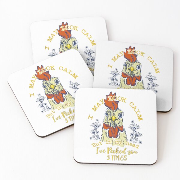 Item preview, I May Look Calm But I've Pecked You 3 Times Funny Chicken designed and sold by AsmaAkther.