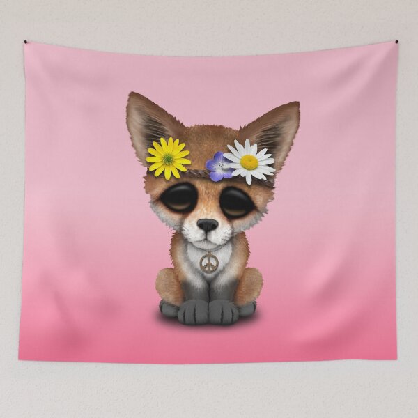 Item preview, Cute Baby Fox Hippie on Pink designed and sold by JeffBartels.