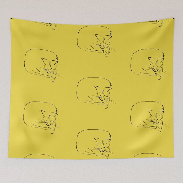 Item preview, Relaxing Cat on Warm Yellow "Cat's Drawings" designed and sold by Istvan Ocztos.