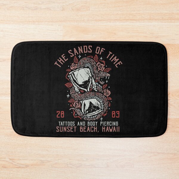 Item preview, The Sands of Time, Sunset Beach, Hawaii Tattoo studio, Hourglass, Snake & Roses designed and sold by Proverbial Wisdom Design.