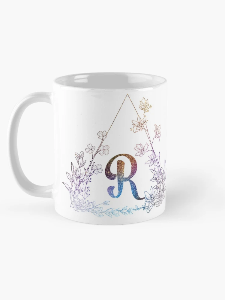 Thumbnail 5 of 6, Coffee Mug, Cute Floral Monogram R| Monogram R designed and sold by ModernStyleBoho.