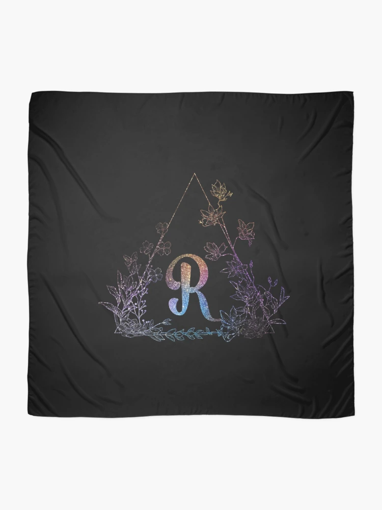 Thumbnail 2 of 3, Scarf, Cute Floral Monogram R| Monogram R designed and sold by ModernStyleBoho.