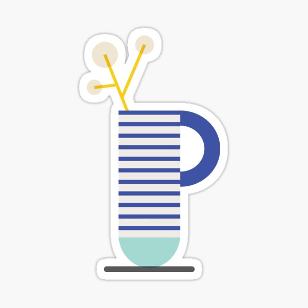 Striped Vase with blue handle Sticker