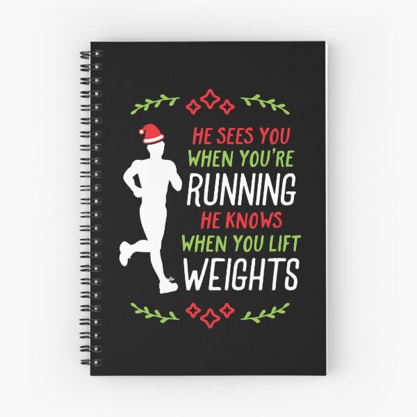 Item preview, He Sees You When You're Running He Knows When You Lift Weights Santa Runner designed and sold by Brogress Project.