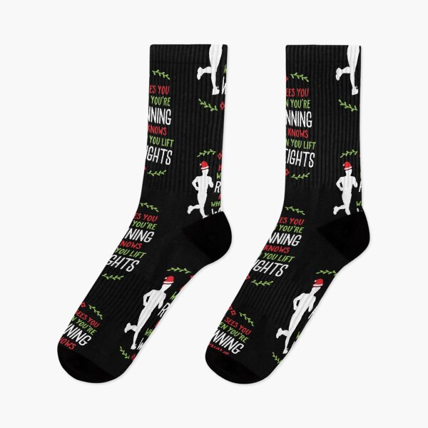 Item preview, He Sees You When You're Running He Knows When You Lift Weights Santa Runner designed and sold by Brogress Project.