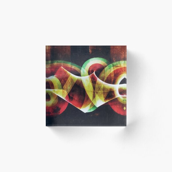 Curved Light Grunge - Long Exposure Light Painting Acrylic Block