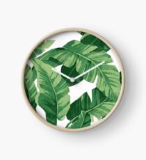 Tropical banana leaves II Clock