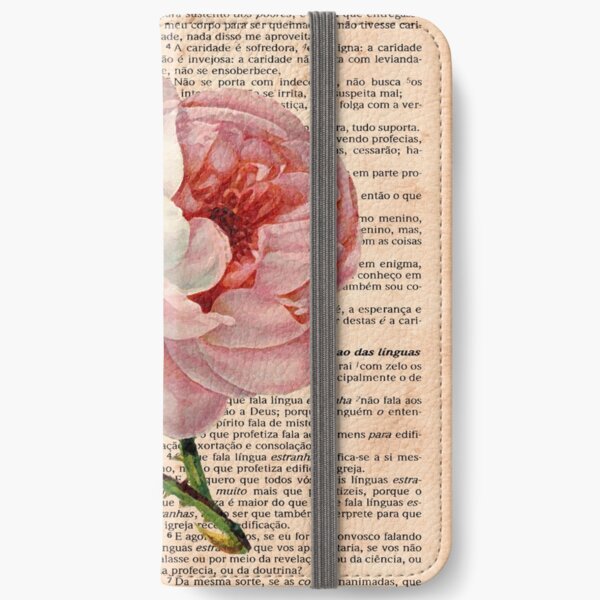 Pink Roses on 1 Corinthians 13 iPhone Wallet