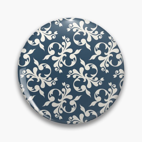 Item preview, Navy and white fleur de lise vintage style  pattern designed and sold by Diane Hunter Art.