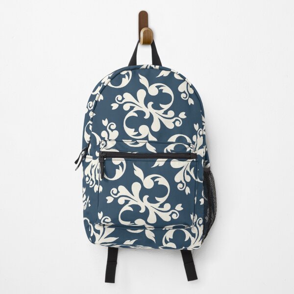 Item preview, Navy and white fleur de lise vintage style  pattern designed and sold by Diane Hunter Art.