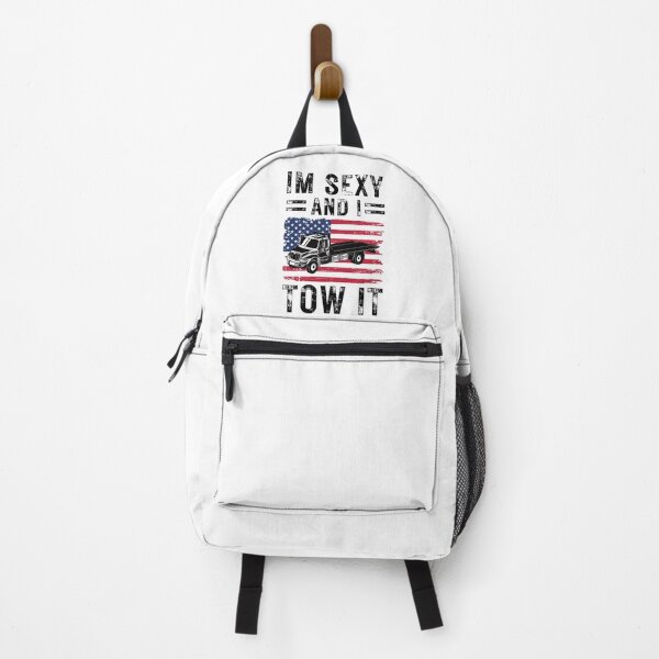 Item preview, Sexy and I Tow It Semi Tow Truck American Flag Patriot designed and sold by DadJokeDescript.