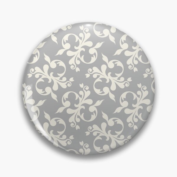 Item preview, white and silver grey fleur de Lise pattern designed and sold by Diane Hunter Art.