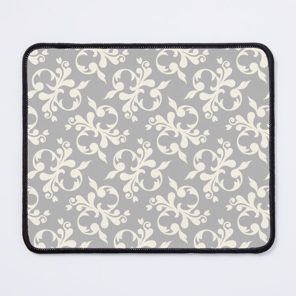 Item preview, white and silver grey fleur de Lise pattern designed and sold by Diane Hunter Art.